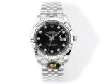 Rolex Datejust 3235 Movement 41mm 904L Steel Fluted Bezel Black Face Jubilee Band Watch